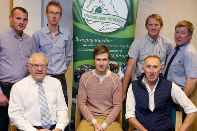 The speakers pictured at the UGS Dairy Seminar: Chris Catherwood; Mike Johnston; Reggie Lilburn; Andrew Wright; Gregg Somerville; John Milligan, president; and Ian McCluggage.