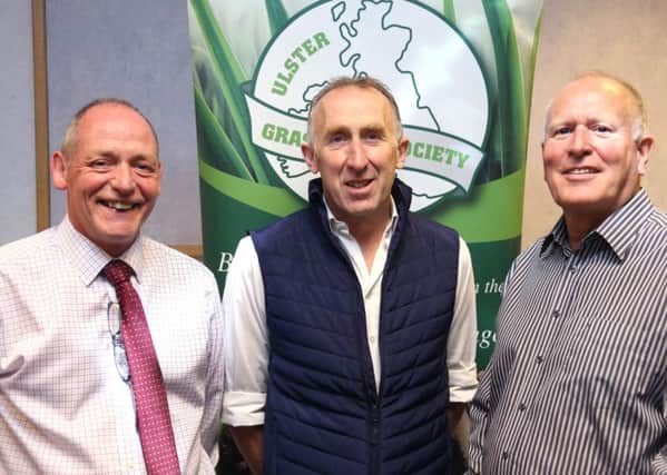 The UGS Office-bearer team pictured at the recent Dairy Seminar at Greenmount Campus - Jim Freeburn, President Elect; John Milligan, President and George Reid, Secretary