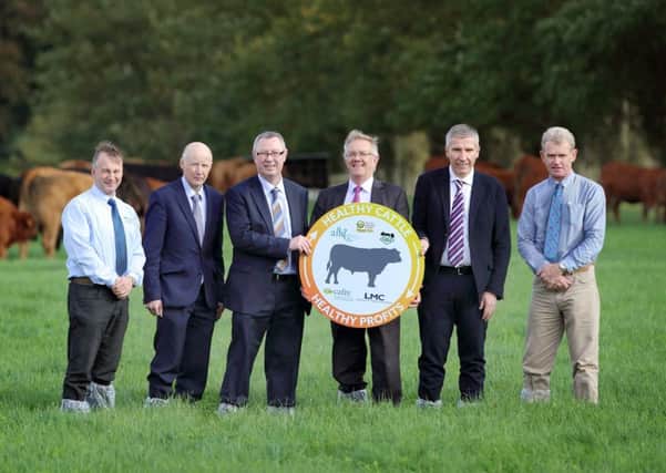 Norman Weatherup (CAFRE) pictured with  Dr Eric Long (CAFRE), Stanley McDowell (AFBI), Ivor Ferguson (UFU), Ian Stevenson (LMC) and Stephen Heenan (NBA) at the launch of plans for the 2018 Beef Conference
