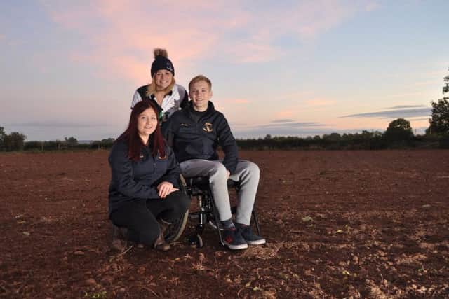 Dan Moseley with his YFC friends Emily Cartmail (front) and Harriet Wilson