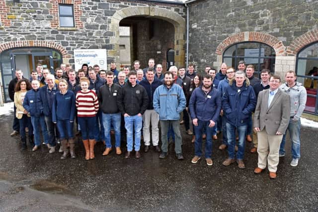 2018 GrassCheck beef and dairy farmers pictured with AgriSearch General Manager Jason Rankin (far right) during a training day at Hillsborough Knowledge Transfer Centre
