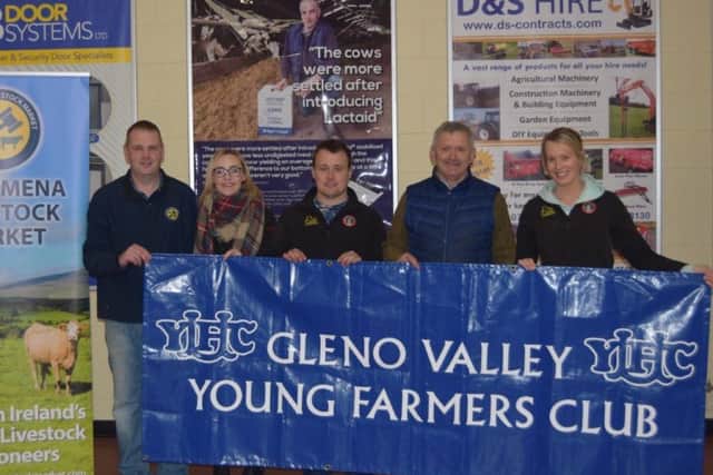 Members of Gleno Valley YFC pictured with Michael Woodside, Clare Vet Group, sponsor of Butchers Best class