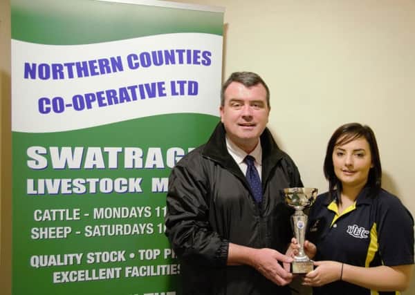 Paul Coyle, general manager, Northern Counties Co-operative Enterprises Ltd who are the sponsors of the YFCU ten pin bowling competition is pictured with Corrina Fleming, assistant programmes manager