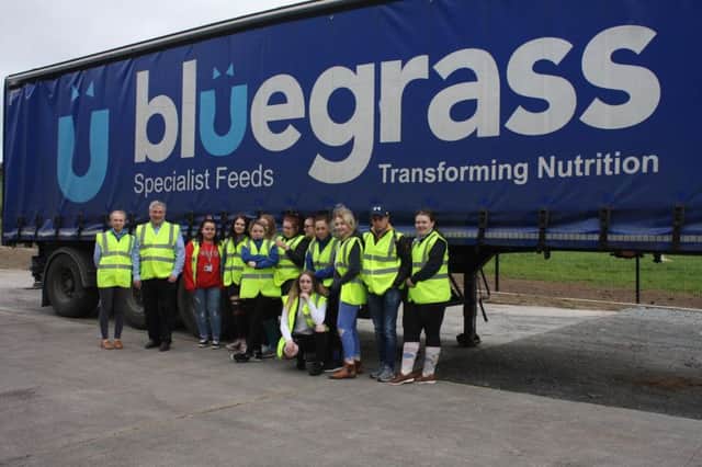 CAFRE Enniskillen Campus Level 2 students with representatives from Bluegrass pictured at their mill in Eglish, Co. Tyrone.