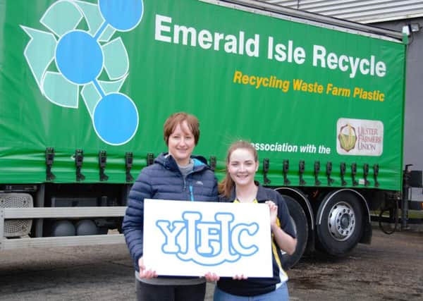 Helen Livingston from Emerald Isle Recycle who are the continued sponsor of the YFCU photography competition, is pictured with YFCU programmes officer Hannah McKeown