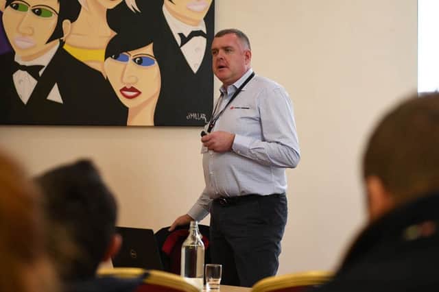 Massey Ferguson's Sean McAvoy addressing the recent YFCU agri conference