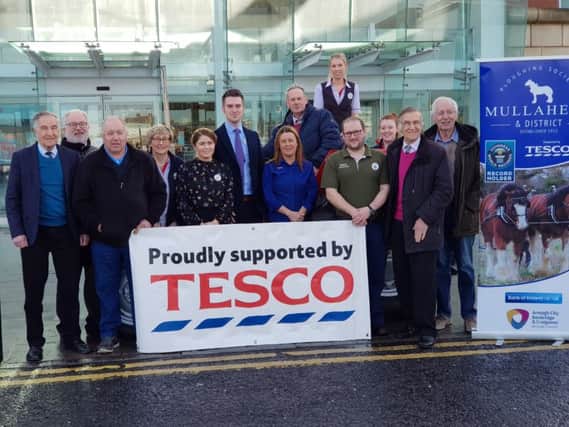 Members of Mullahead &District Ploughing Society visit Portadown Tesco super store meeting management and staff on the run up to Mullahead ploughing match Saturday 23rd February. Included is land owner and host of the event Jonathon Richardson of Richardson Estate Portadown.