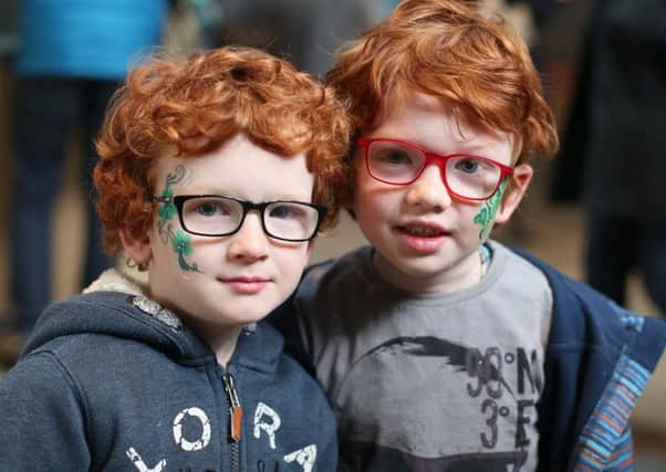 Eddie and Jack Morrison at the St Patricks Day festival held at the Giants Causeway visitors centre over the weekend. Pic Steven McAuley/McAuley Multimedia