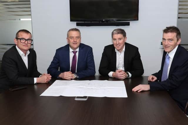 Left to right: Stuart Steele, Trevor Lockhart, Chief Executive, Fane Valley Group, Micheál Briody, CEO, Silver Hill Foods, and Sean McGreevy, Group Finance Officer, Fane Valley Group, at the announcement of the acquisition of Silver Hill Foods by Fane Valley Group