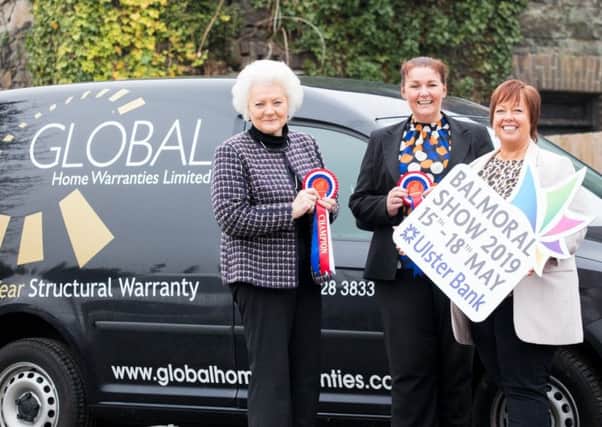 Vickie White, RUAS, joins Maggie Allen, Financial Controller and Kathy McKenna, Director, to welcome Global Home Warranties as a new sponsor to this yearâ¬"s Balmoral Show.