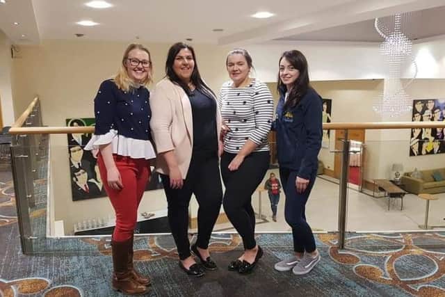 County Down officer bearers. Left to right PRO Kaitlyn Martin, chairperson Jane Kilpatrick. treasurer, Emma Rodgers and secretary, Alanna Dickson