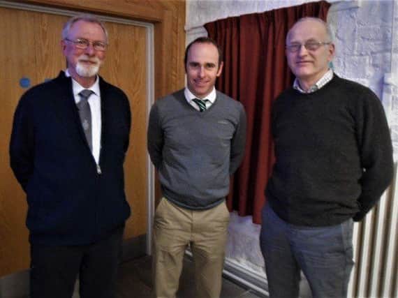 Peter Frost, I Agr E Branch Chairman, with  Sean Gorman, AGCO-Fendt guest speaker, and Ken Gardiner,  I Agr E Branch Vice-chairman.