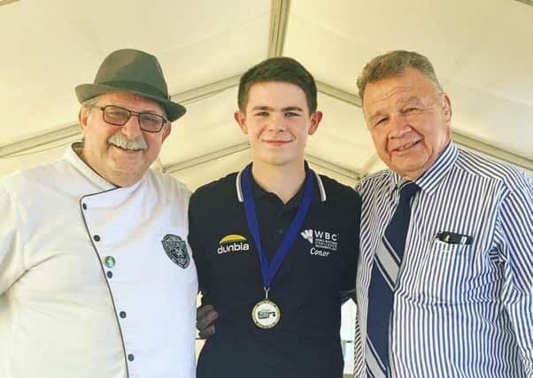 incent Garreffa, founding member of Lifeline Perth International Young Butcher of the Year competition, with Conor Reynolds, B&W Farm Meats and Robert Retallick, head judge and co-ordinator.