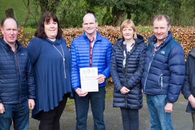 Organisers of the Edenordinary charity BBQ include Gordon Mitchell, Helen Ervin, Hans, George and Valerie Mitchell, and Willie Annett. Picture: Devennie Photography