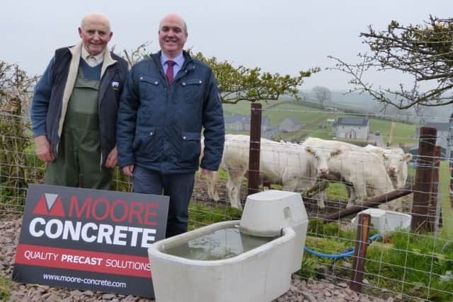 Albert Connolly with Richard Whiteside, Moore Concrete, sponsor of the show and sale at Dungannon on May 6