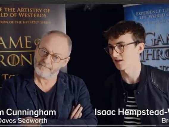 Liam Cunningham (Ser Davos Seaworth) and Isaac Hempstead-Wright (Bran Stark)