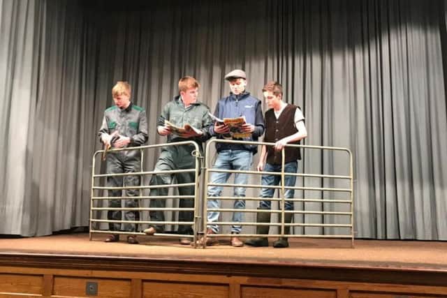 Club members (left to right) Robbie McNeill, James Currie, Mark McNeill and Thomas Kirkpatrick performing the junior sketch