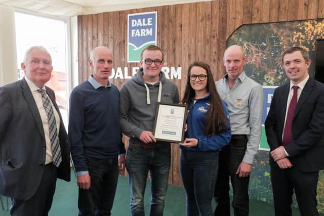 Pictured are Philip, Aaron, Sarah and Barry Meeke from Dromara receiving the up to 7,000 litres award on behalf of the Meeke family