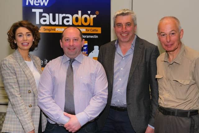 Pictured at the Norbrook Strategic Use of Wormers Conference. Included from left: Maura Langan, Veterinary Advisor, Norbrook; Eoin Ryan, UCD; John Gilmore, Farm Lab Diagnostics and Prof Neil Sargison, Edinburgh University. Photograph: Columba O'Hare/ Newry.ie