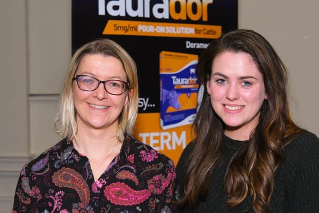 Laura Ferguson, Vet with Norbrook pictured with Laura Cosgrove, Grange Vets, Claremorris, Co Mayo at the Norbrook Strategic Use of Wormers Conference. Photograph: Columba O'Hare/ Newry.ie