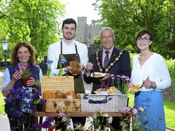 Lisburn & Castlereagh City Council will host its first Hillsborough Farmers Market of the summer this Saturday, May 25 from 10am-3pm on Dark Walk at Hillsborough Fort, with the very best local, seasonal, artisan food on offer as well as a fabulous horticultural offering. The popular artisan street food and picnic area will also return enhanced by music from local artists. Pictured at the launch of this years series of markets is (left to right) Lee White, Cottage Garden Plants, Isaac Barr, The Parsons Nose, The Mayor of Lisburn & Castlereagh City Council, Councillor Uel Mackin and Zara Greer, Barn & Bread.
