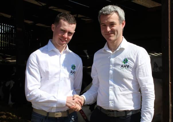 Jason Meegan, from Eskra in Co Tyrone (left), has joined the sales team 
at AHV (UK & Ireland). He was welcomed on board earlier this week by 
company managing director Adam Robinson