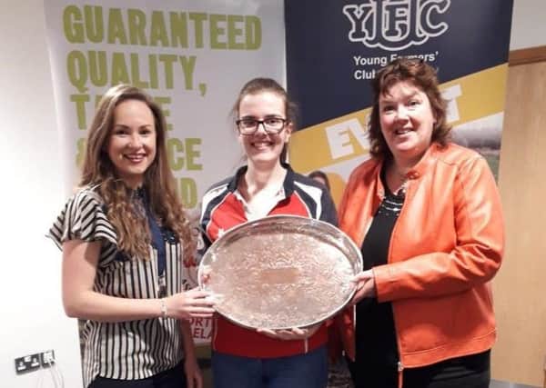Winner of the junior category in the YFCU home management final 2019 Ivanna Strawbridge, Coleraine YFC with YFCU president Zita McNaugher and chef Paula McIntyre