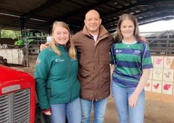Ellen Woods and Emma Donnelly with Rory Best at his Open Farm Weekend
