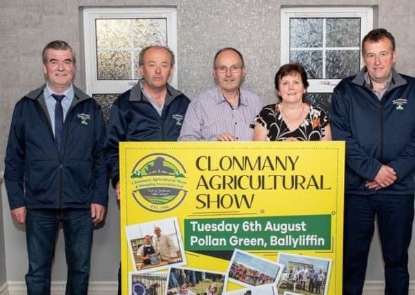 Clonmany Agricultural Show committee members with Gerard Kelly Secretary of the Northern Ireland Sheep Shearing Association at the launch of the north West Open Lamb Championships