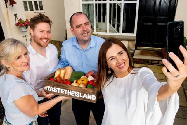A 12-week celebration of Northern Irelands finest food and drink and tasty experiences kicks off this week, encouraging people to Taste the Island with an extensive range of events taking place throughout September, October and November. Tourism NI are offering those who try the local food and drink offering the chance to win some unique foodie experiences by sharing their experience on Instagram. To enter, simply post your #TastetheIsland experience and tag @DiscoverNI to win an exciting weekly prize. Pictured at Traceys Farmhouse Kitchen (L to R) are Tracey Jeffries from Traceys Farmhouse Kitchen in Killinchy, Food and drink blogger, Robert Ainley (Down the Hatch NI), Tourism NIs Food & Drink Development Officer, Gary Quate and Lynsey Hollywood, food and drink blogger from Down the Hatch NI. For the full programme and to book a Taste the Island experience this September, October and November visit: www.discovernorthernireland.com/tastetheisland   or follow #TastetheIsland