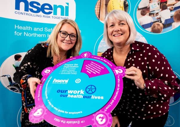 Pictured at the launch (L-R), Claire Kelly, Mental Wellbeing at Work Advisor, HSENI, and Janet Calvert, Health & Social Wellbeing Improvement Manager, Public Health Agency (PHA).