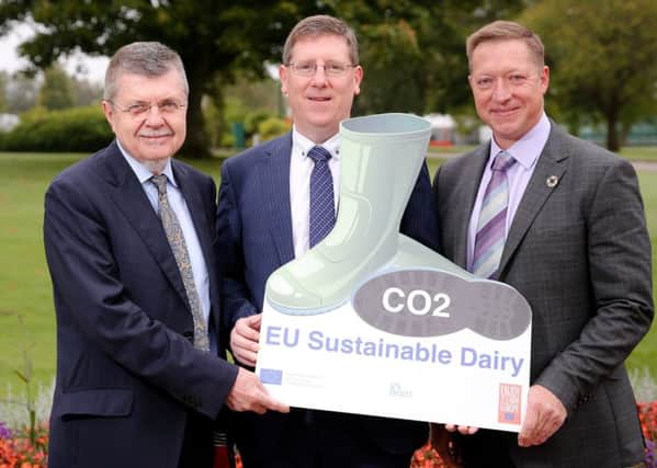 PressEye - Belfast - Northern Ireland - 30th September 2019

Pictured: Professor Adam Drewnowski, Director of the Centre of Public Health Nutrition, University of Washington, Dermot Farrell, Chair of the Dairy Council for Northern Ireland, and Brian Lindsay, Dairy Sustainability Framework. 

Picture: Philip Magowan / PressEye