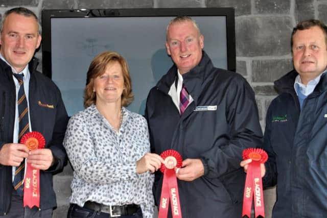 Sponsors for Blackface show and sale, Martin Clarke, United Feeds, Sonya Smyth URBA secretary, Seamus McCormick, Danske Bank, Richard McCaughern, Moores Animal Feeds, missing is Fane Valley, Natural Stock and J Thompson and Sons