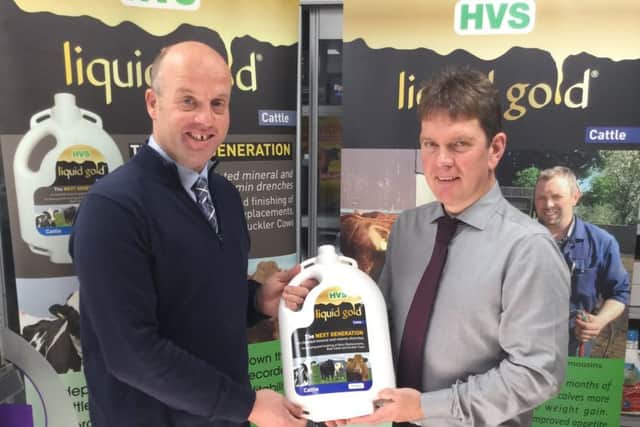 Paul Elwood, HVS Animal Health, and Paul O'Hare, Mayobridge Pharmacy, discussing the farm open days, which will take place on Friday, October 18 and Saturday, October 19