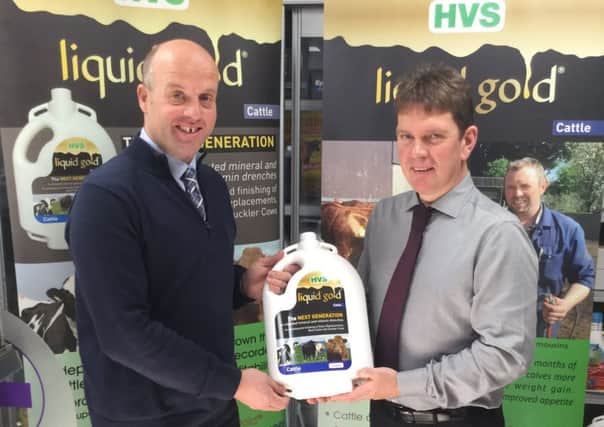 Paul Elwood, HVS Animal Health, and Paul O'Hare, Mayobridge Pharmacy, discussing the farm open days, which will take place on Friday, October 18 and Saturday, October 19