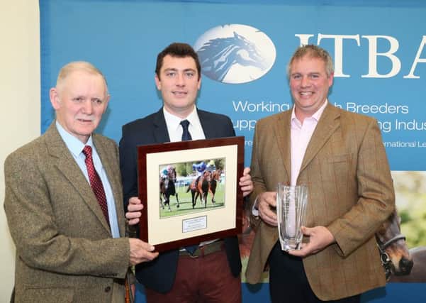 Anthony ODonnell, Godolphin Ireland Ltd presents the leading three year old award to Cecil and Martin McCracken
