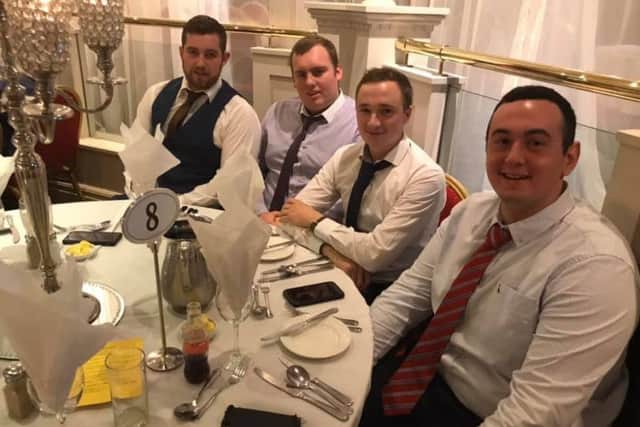 Club members Gordon Crockett, James Killen, Thomas Rankin and Mervyn Magee scrub up well for club dinner