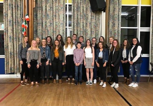 Coleraine YFC members who attended the Co Londonderry public speaking heats. Rachel McCollum was placed second in 14-16 prepared, Chloe Millar was placed second in 16-18 prepared and impromptu and Ruth Adams was placed first in 21-25 impromptu