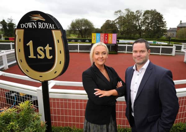 Left to right are Emma Meehan, chief executive of Down Royal Racecourse and Brendan Loughran, head of Business Unit Ireland, SHS Drinks, which owns the WKD brande