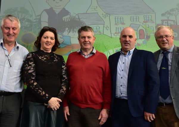 Pictured (left to right) are Enda Murphy, Psychotherapist & speaker, Limerick lady, Norma Rohan, George Graham, Gorey with  Brian Rohan, founder Embrace Farm and John McNamara, Teagasc Health & Safety specialist