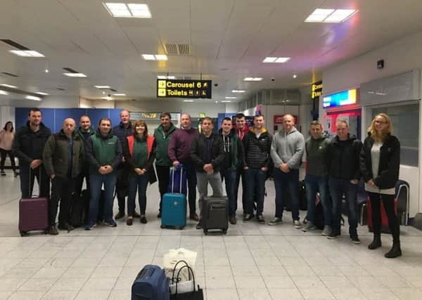 CAFRE staff and commercial egg producers from Northern Ireland pictured at Belfast International airport about to head off on the their Farm Innovation Visit to England.