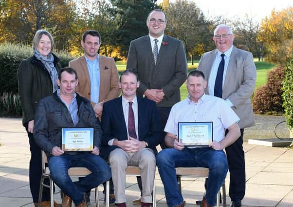 Oats: Left to right, is Back row Joyce McConnell (UFU Ballyclare Group), Canice OâHara (Origin NI), David Matthews (UFU seeds and cereals chair), Mervyn Owens (Origin NI). Front row Kyle McCrea (2nd place), David Brown (UFU deputy president) and Paul Russell (1st place)