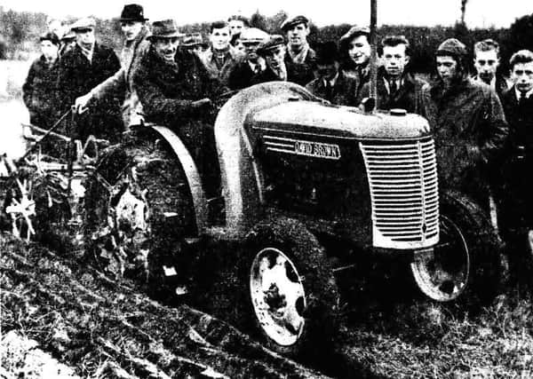 Sir Basil Brooke, Minister of Agriculture for Northern Ireland, pictured in 1939 driving a David Brown 25hp tractor which was demonstrated to trainees at Greenmount College