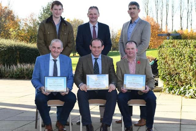 Winter wheat: Left to right,  is Back row Lowry McCollum (2nd place), David Brown (UFU deputy president), Frank McGauran (Syngenta). Front row Hugh McCollum (2nd place), Simon Best (1st place) and Alan Wallace (3rd place)