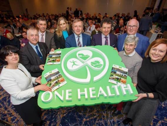 Pictured at the One Health- Awareness to Action, Antimicrobial and Anthelmintic resistance conference in Tullamore are: (Left to right) Lisa O'Connor, Food Safety Authority of Ireland, Gerry Boyle, Teagasc director, David Graham, CEO Animal Health Ireland; Caroline Garvan, Department of Agriculture, Food and the Marine, Michael Creed TD, Minister for Agriculture, Food and the Marine, Rob Doyle, DAFM, Michael Diskin, Teagasc, Nola Leonard, University College Dublin, and Kaye Burgess, Teagasc