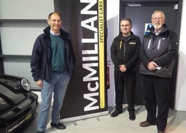 Harry Barr George McMillan and Peter Frost at McMillan Specialist Cars November 2019
