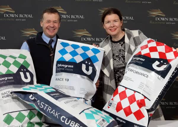Down Royal Racecourse has signed a new sponsorship deal with Bluegrass Horse Feeds which will see the company supporting both race fixtures and have an ongoing presence at the course throughout 2020. Pictured are (l-r) Craig Kileff, Bluegrass Feed Consultant and Claire Rutherford, Sales & Marketing Director at Down Royal Racecourse.