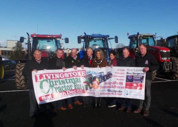 Pictured launching the 2019 Livingstone Christmas Tractor Run which takes place on Saturday 28th December 2019 at Armagh Business Park are (L-R) David, Cedric and Stanley Livingstone, Ben Sergeant, Lord Mayor of Armagh, Banbridge and Craigavon  Borough Council Councillor Mealla Campbell, Rita Fitzgerald and Randal and Clarence Livingstone.