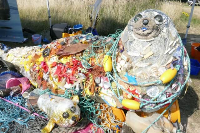 Plastic seal sculpture Poly and pup Nurdle (c)Essex Wildlife Trust