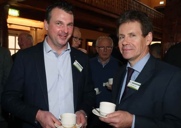 Mark Blelock from Antrim and Don Morrow, CAFRE pictured chatting before the recent UGS Conference at the Dunadry Hotel